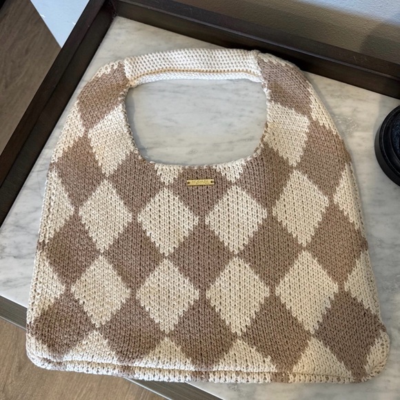 KopariElegant Tan and Cream Knit Women's Bag - Picture 1 of 1